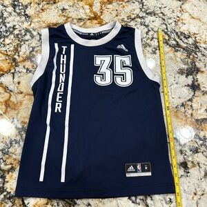 Adidas NBA THUNDER Kevin Durant (#35) jersey. Youth size MEDIUM. DK Blue/white